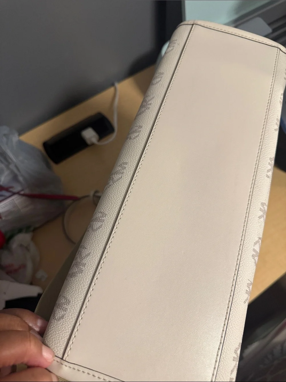Michael Kors Cream Logo Tote with Neutral MK Print